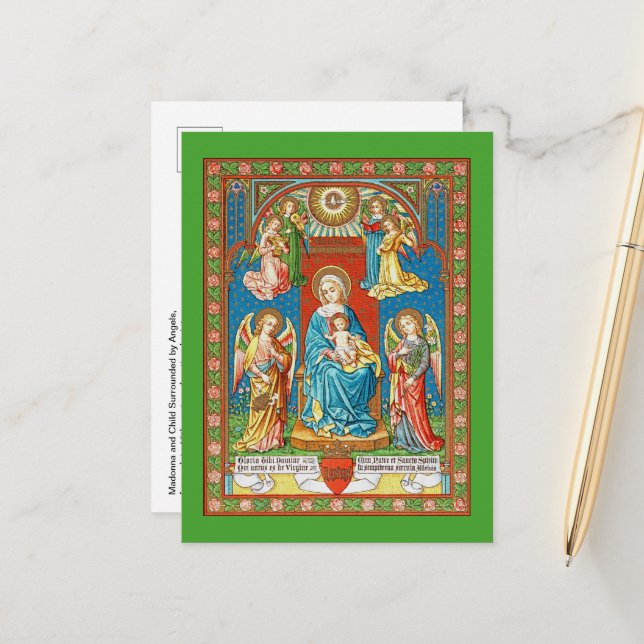Postal Madonna y niño con ángeles (Anverso/Reverso In Situ)