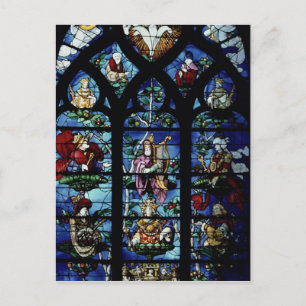 Postal Madonna y niño con ángeles y retratos