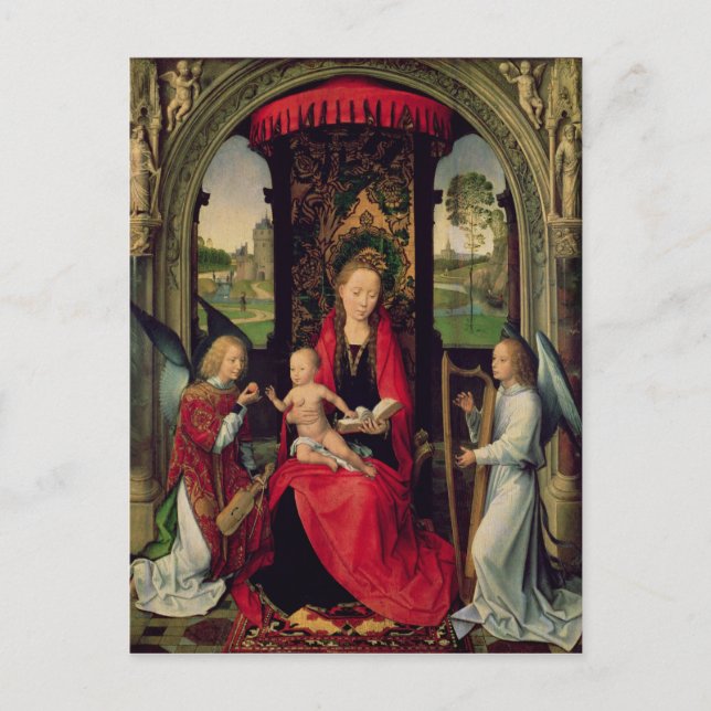 Postal Madonna y niño con dos ángeles (Anverso)