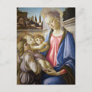 Postal Madonna y Niño con dos ángeles de Botticelli