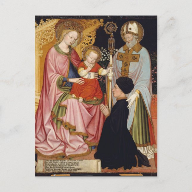 Postal Madonna y niño con el donante (Anverso)