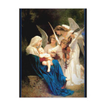 Madonna y niño con Navidades de ángeles