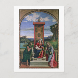 Postal Madonna y niño con San Juan Bautista y Mamáes