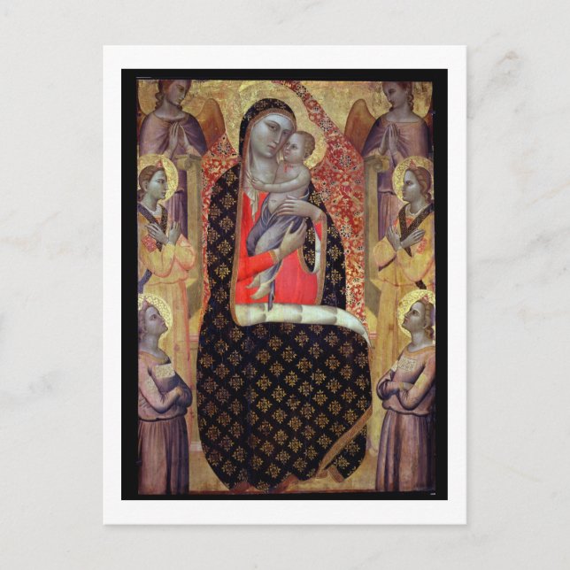 Postal Madonna y niño con seis ángeles (panel) (Anverso)