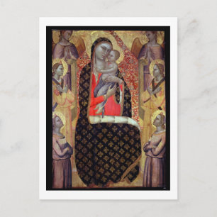 Postal Madonna y niño con seis ángeles (panel)