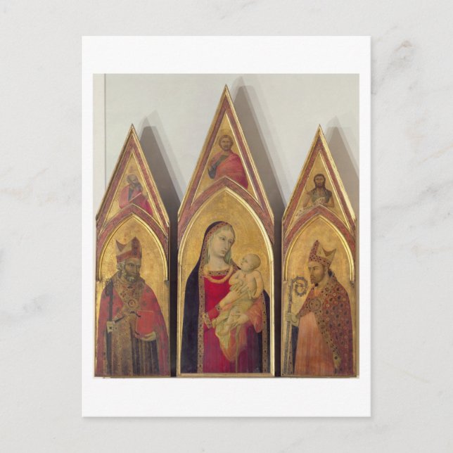 Postal Madonna y niño con SS. Nicolás y Proculus, (Anverso)