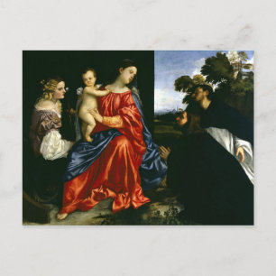 Postal Madonna y niño con Sts Catherine y Dominic