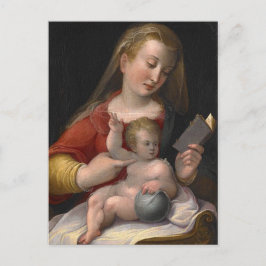 Postal Madonna y niño del siglo XVI