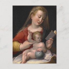 Postal Madonna y niño del siglo XVI