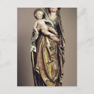 Postal Madonna y niño, escultura de madera