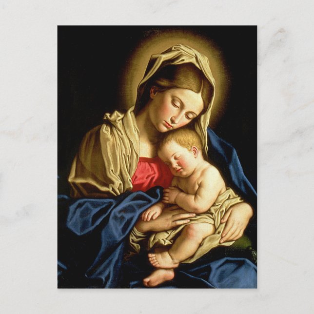 Postal Madonna y niño Jesús - Sassoferrato (Anverso)