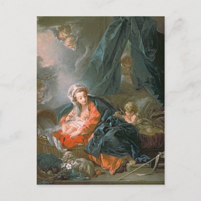 Postal Madonna y niño, siglo XVIII (Anverso)