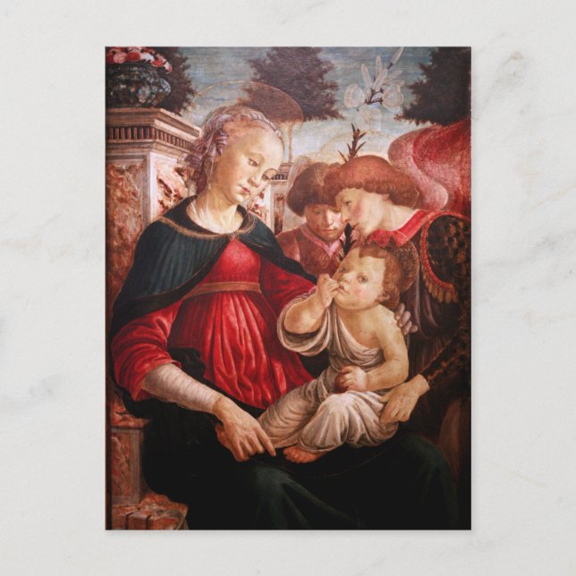 Postal "Madonna y niño y dos ángeles" (Anverso)
