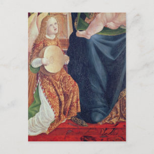 Postal Madonna y niños con músicos de ángel