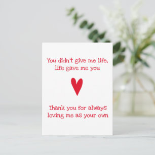 Postal Madrastra 'Gracias'   Día de la Madre Red Heart