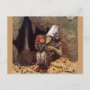 Postal Madre boba al lado de una fogata