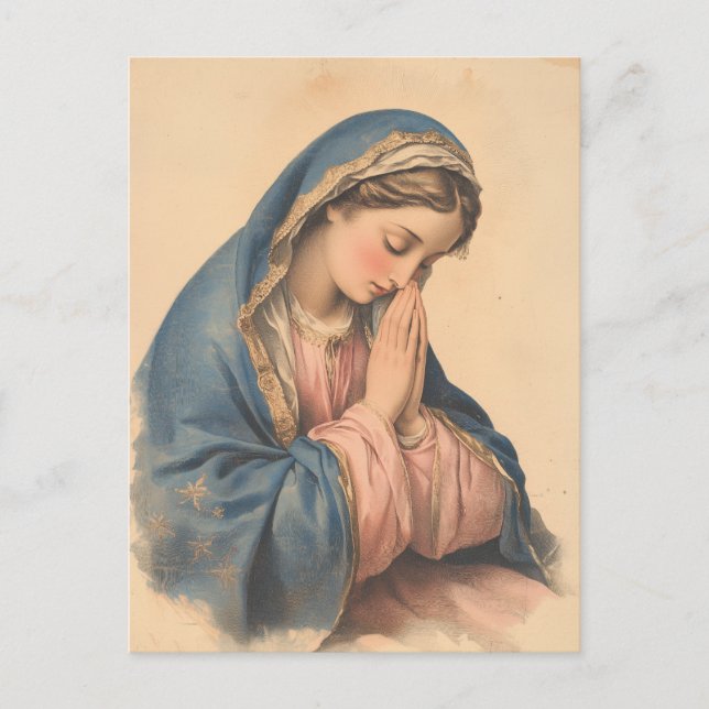 Postal Madre católica María Vintage (Anverso)