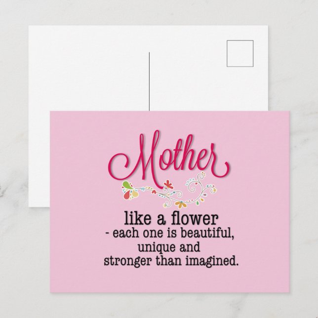 Postal Madre Como Flor Cada Una Es Hermosa (Anverso / Reverso)