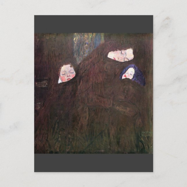 Postal Madre con los niños de Gustavo Klimt (Anverso)
