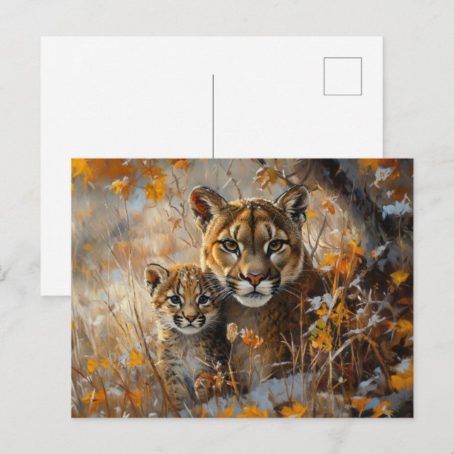Postal Madre Cougar y su gatito (Anverso / Reverso)