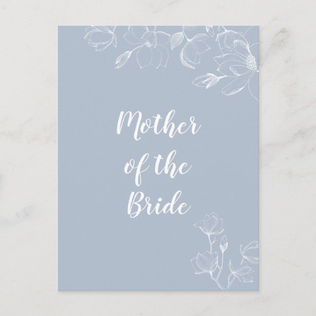 Postal MADRE DE BRIDE GROOM Duste Blue White Magnolias (Anverso)