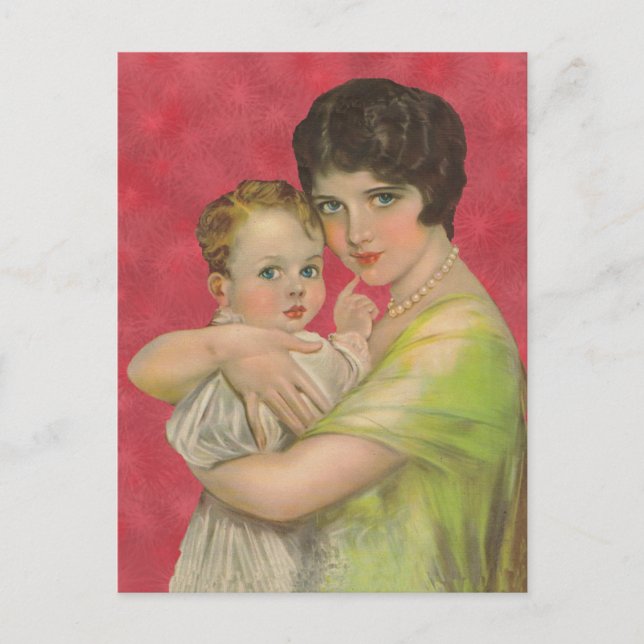 Postal Madre de la época de 1930 sosteniendo el día de la (Anverso)