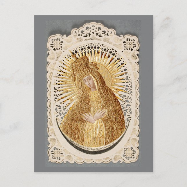 Postal Madre de la Misericordia Madonna en oración ... (Anverso)