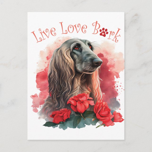 Postal Madre de perro afgano floral (Anverso)