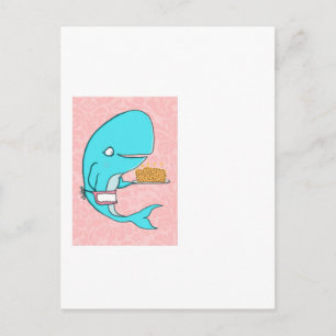 Postal Madre de un hombre de ballena con pastel de krill