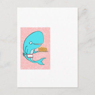 Postal Madre de un hombre de ballena con pastel de krill