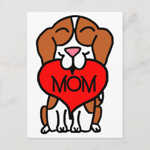 Postal Madre del corazón de Beagle de mano