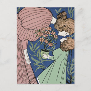 Postal Madre e hija - Art Nouveau