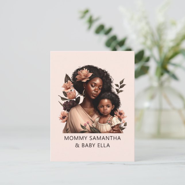 Postal Madre e hija negras personalizadas (21) (Anverso de pie)
