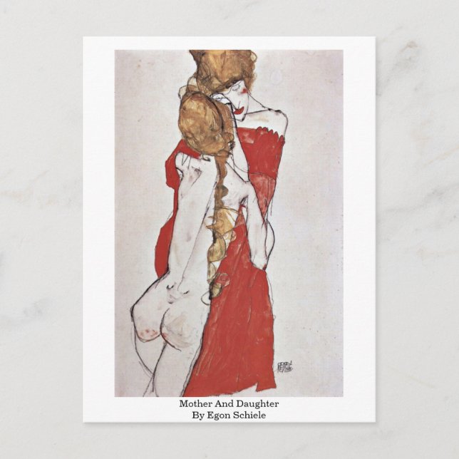Postal Madre E Hija Por Egon Schiele (Anverso)