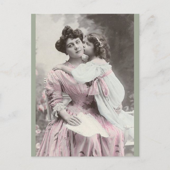 Postal Madre e hija vintage (Anverso)