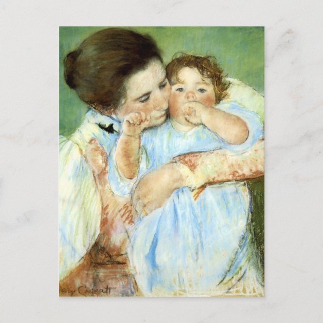 Postal Madre e hijo de Cassatt (Anverso)