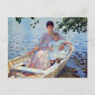 Postal Madre e hijo de Edmund Charles Tarbell en un barco