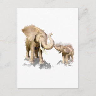 Postal Madre e hijo elefante 2