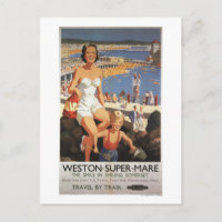 Madre e hijo en Poster del tren de playa