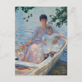 Postal Madre e hijo en un barco