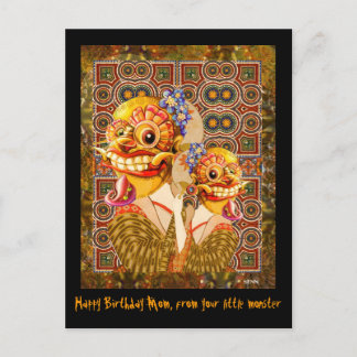 Postal Madre e hijo (monstruo pequeño)