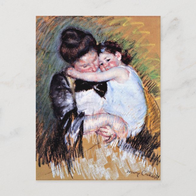 Postal Madre e hijo - Obra de Mary Cassatt, 1900 (Anverso)
