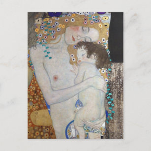 Postal Madre e hijo por Gustav Klimt