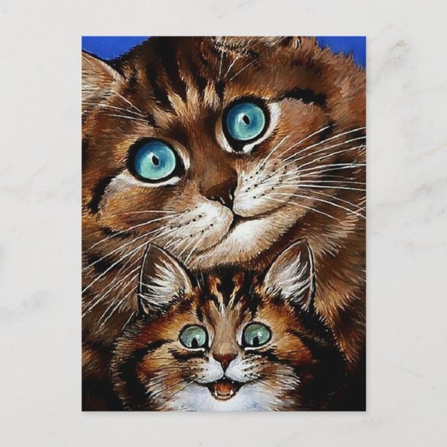 Postal "Madre e hijo" por Louis Wain (Anverso)