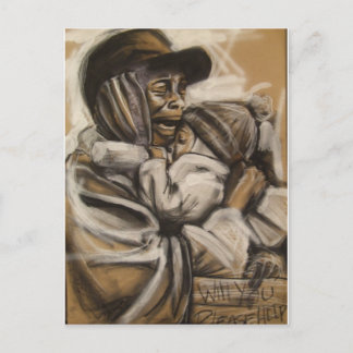 Postal Madre e hijo sin hogar