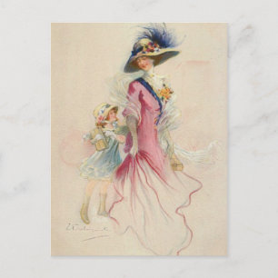 Postal Madre e hijo vintage