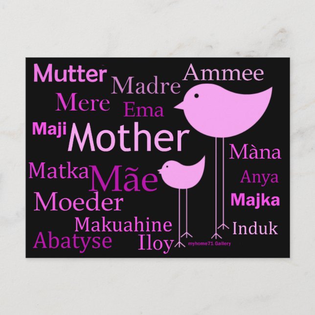 Postal Madre en diferentes idiomas (Anverso)