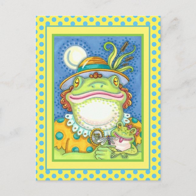 Postal MADRE FROG & BABY FROGETT, AMOR FAMILIAR Gracioso (Anverso)