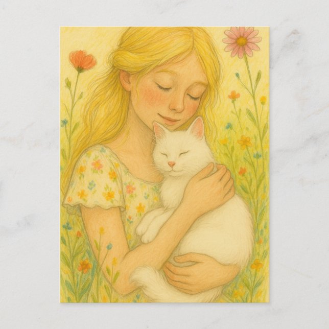 Postal Madre gata gitana blanca (Anverso)
