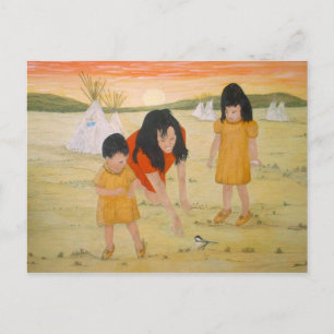 Postal Madre india americana con las hijas